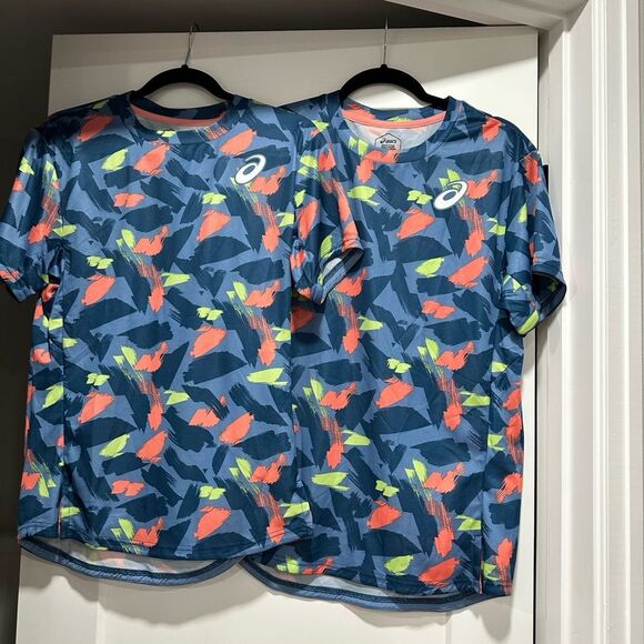 NWOT ASICS men’s MATCH GRAPHIC SHORT SLEEVE TOP - PICKLEBALL TENNIS - LARGE - Picture 2 of 3